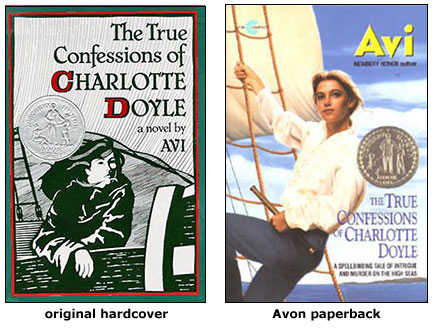 Two versions of the Charlotte Doyle book cover