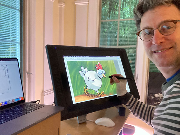 Mark Siegel drawing on the Cintiq