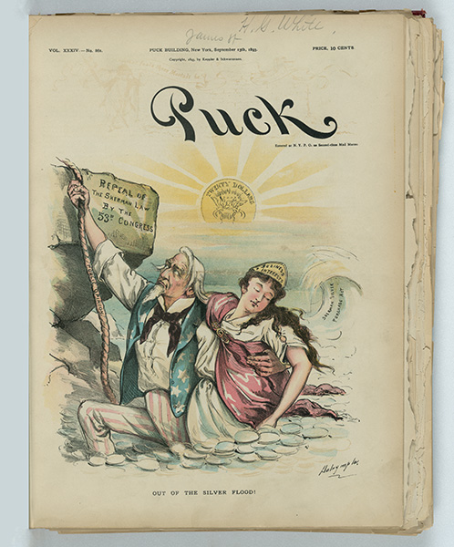 Puck magazine cover, The Silver Crash of 1839