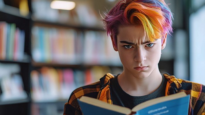 high school boy not sure about reading