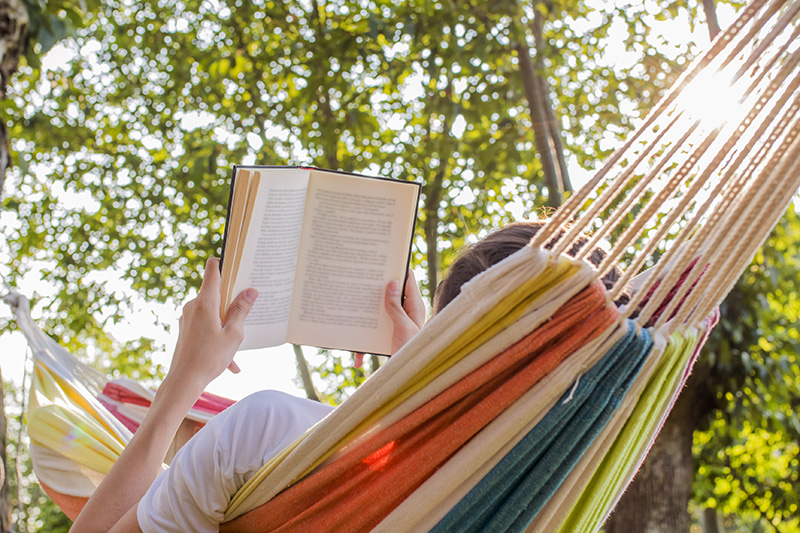 summer reading in a hammock