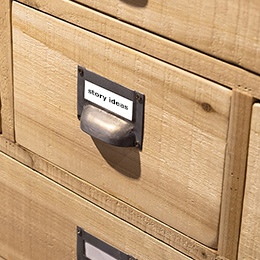 file cabinet with story ideas