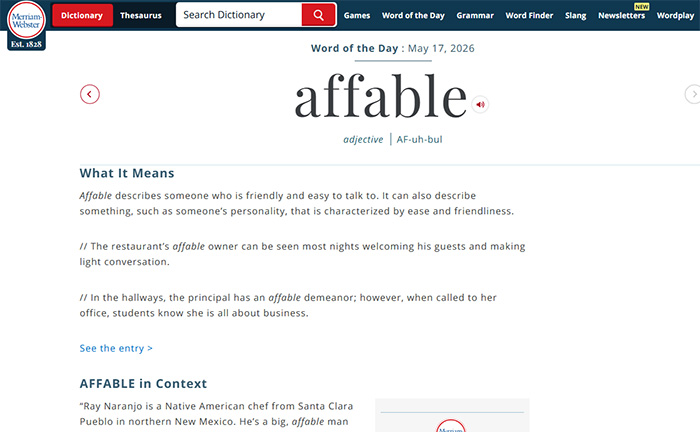 Merriam Webster Word of the Day